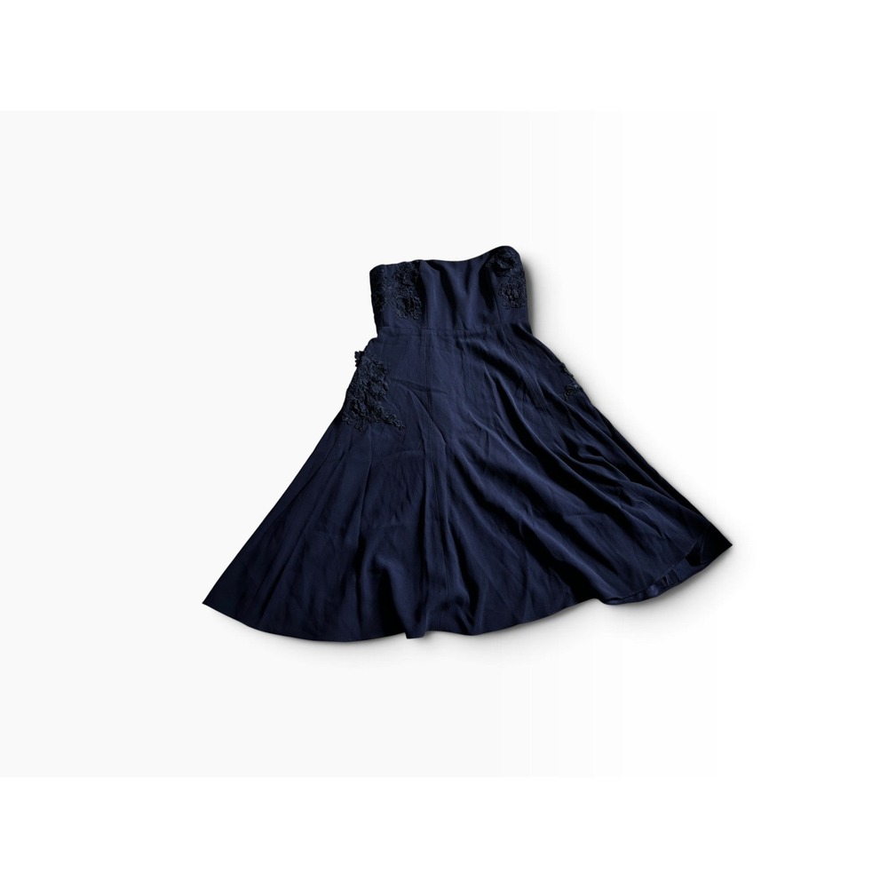 NWOT J.Crew Collection Strapless Dress 4 Navy Floral Applique Cocktail A7178